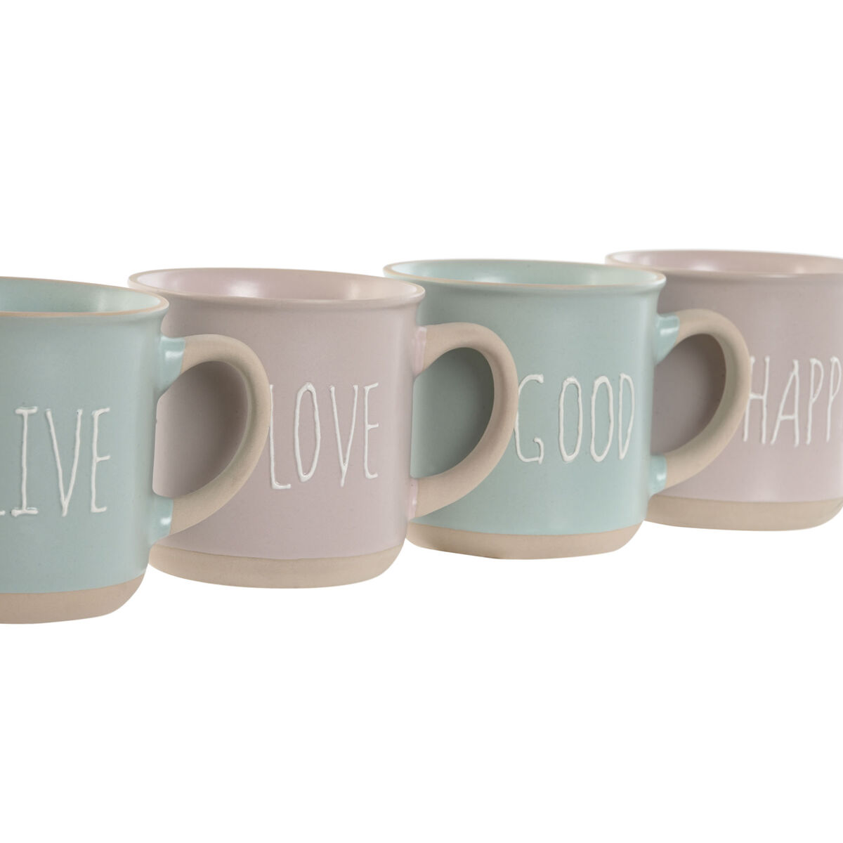 Set di 4 Tazze Mug Home ESPRIT Azzurro Rosa Gres 355 ml 9,7 x 7 x 9,2 cm - Immagine 3