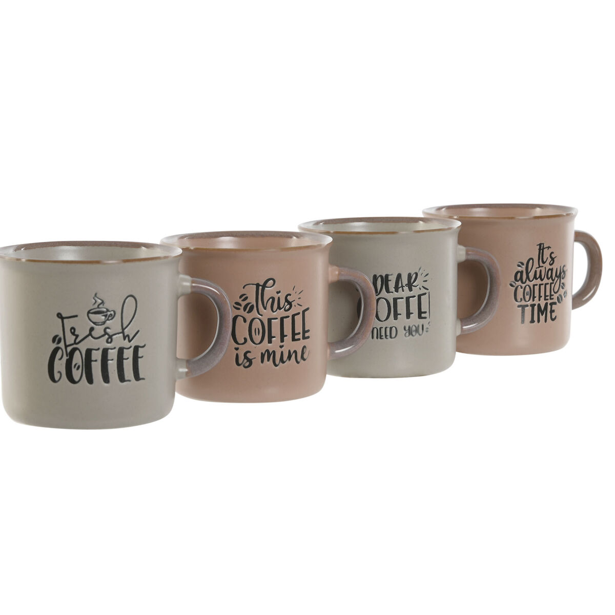 Set di Tazze da Caffè Home ESPRIT Azzurro Rosa Gres 180 ml - Immagine 3