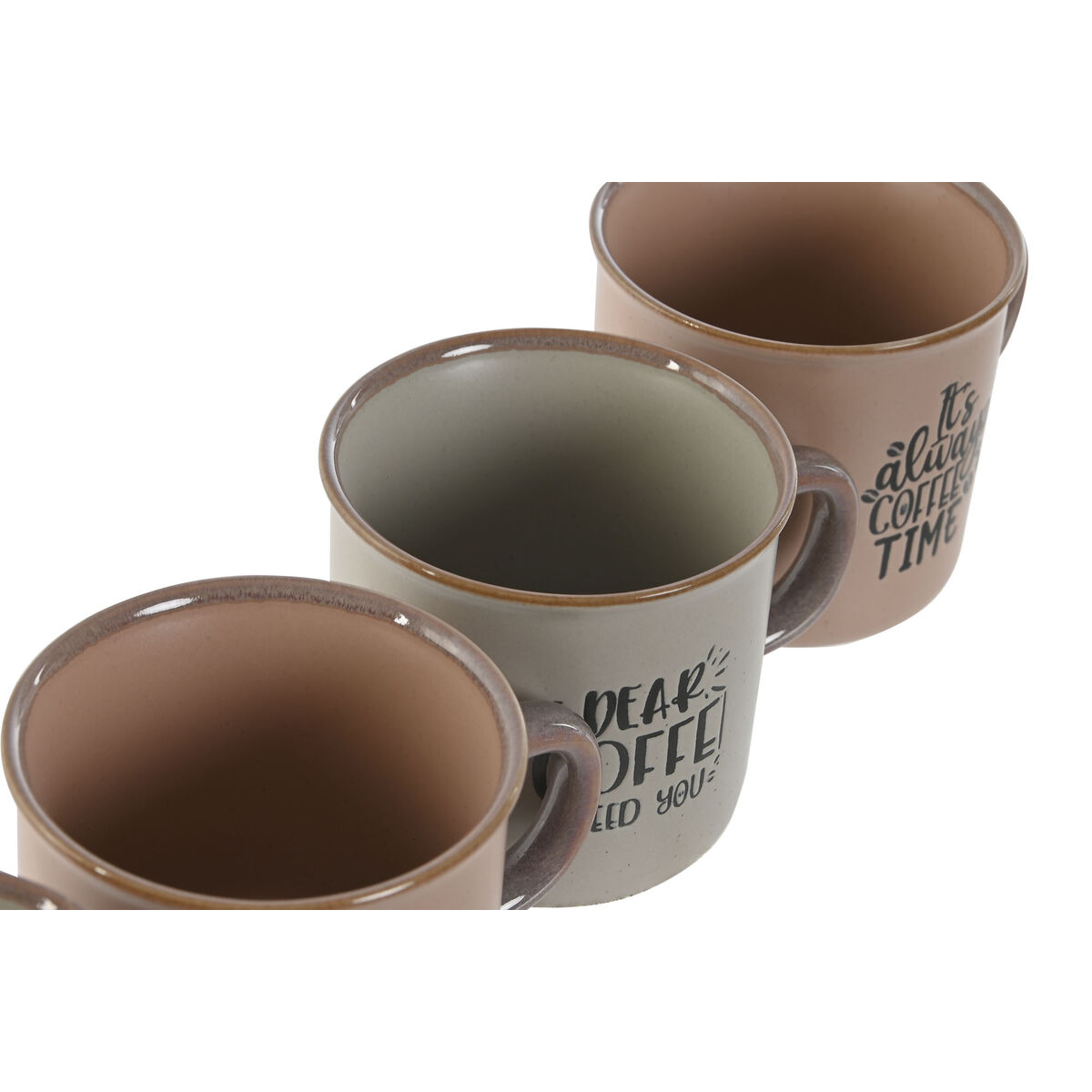 Set di Tazze da Caffè Home ESPRIT Azzurro Rosa Gres 180 ml - Immagine 2