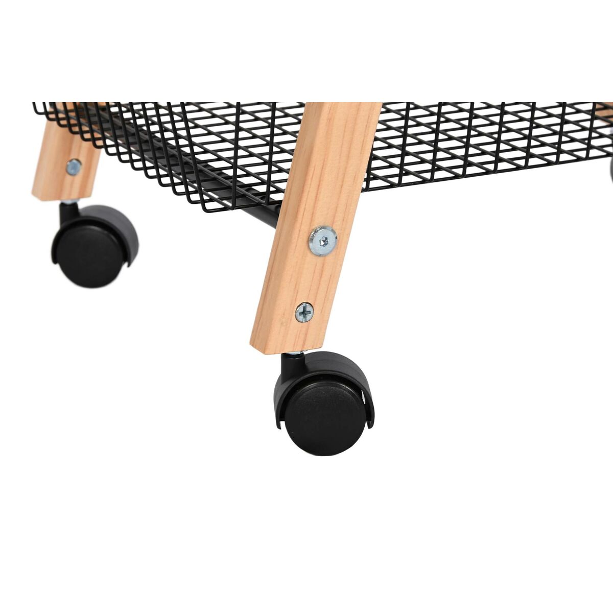 Portafrutta Home ESPRIT Nero Naturale Acciaio Pino 48 x 32 x 79 cm - Immagine 3