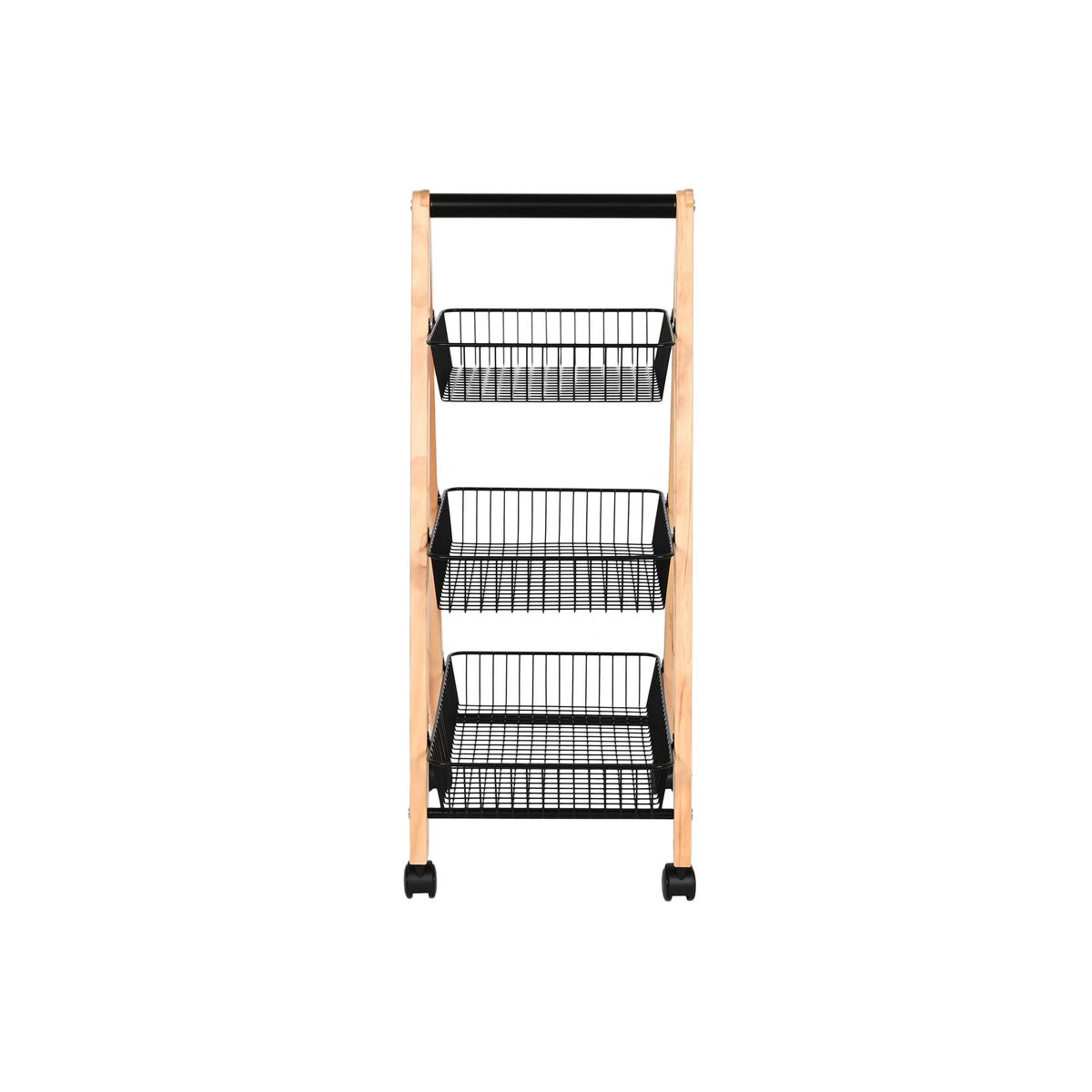 Portafrutta Home ESPRIT Nero Naturale Acciaio Pino 48 x 32 x 79 cm - Immagine 4