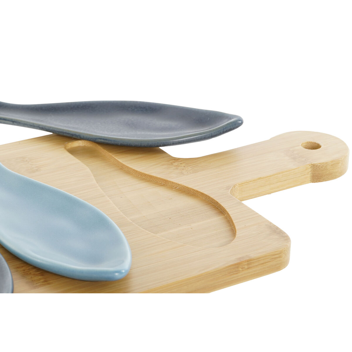 Set da Aperitivo Home ESPRIT Azzurro Verde Blu Marino Bambù Porcellana Mediterraneo Pesci 36 x 18 x 1,3 cm 5 Pezzi - Immagine 3