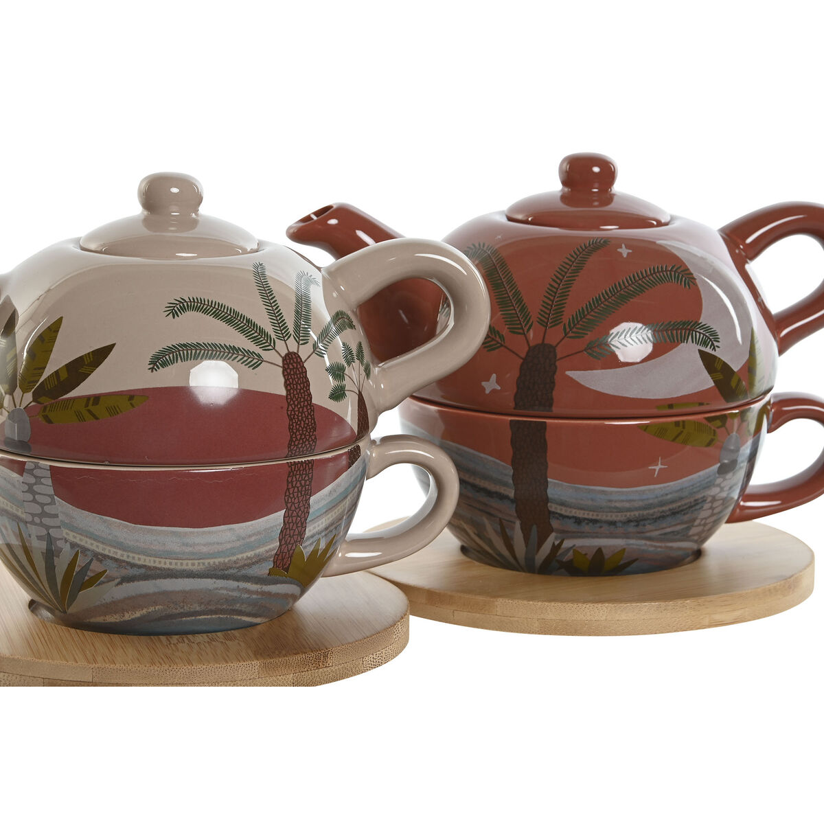 Teiera Home ESPRIT Bianco Beige Terracotta Rosa chiaro Dolomite 750 ml (2 Unità) - Immagine 2