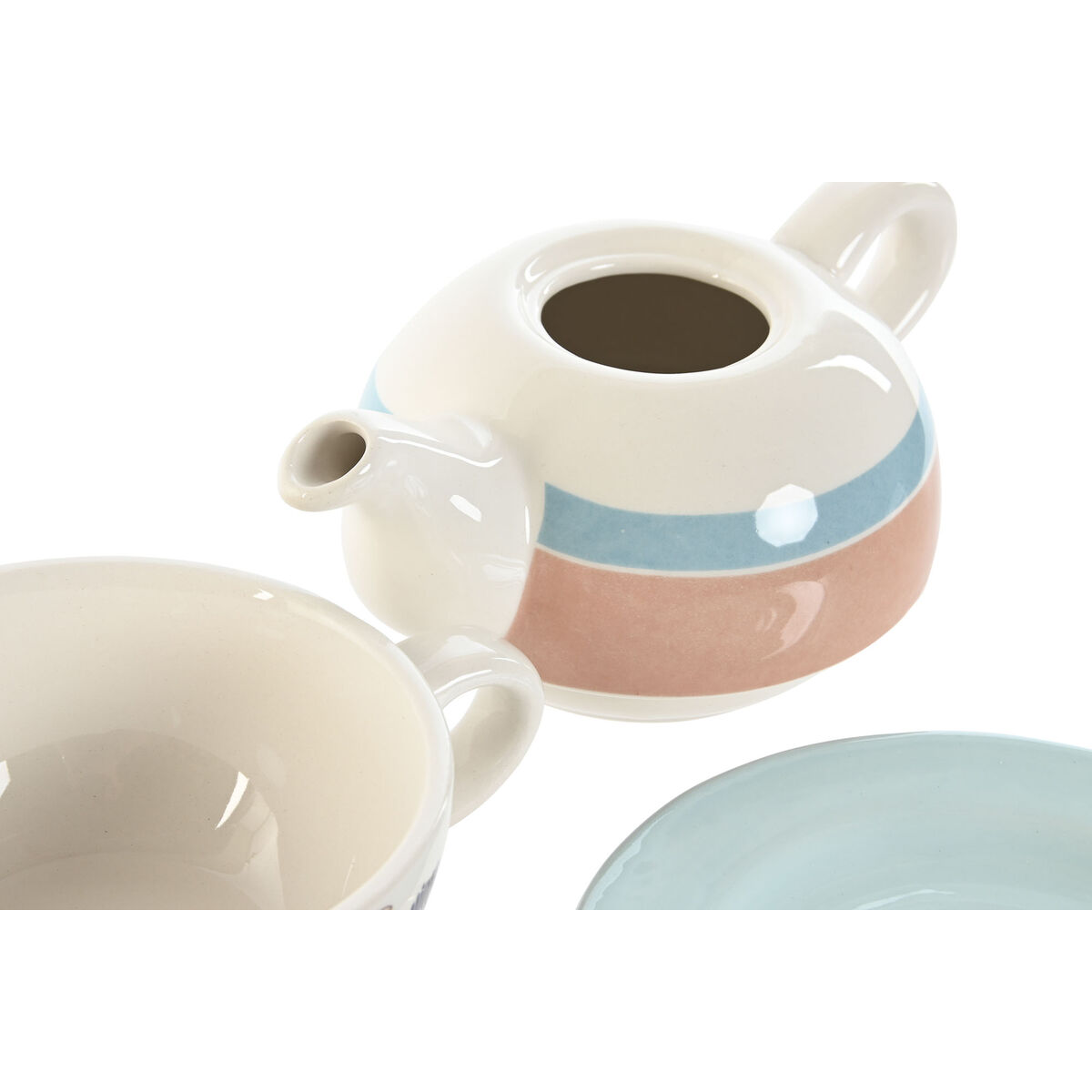 Teiera Home ESPRIT Azzurro Bianco Verde Rosa chiaro Dolomite 750 ml (2 Unità) - Immagine 4