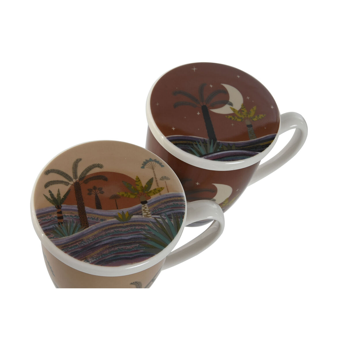 Tazza con Filtro per Infusioni Home ESPRIT Azzurro Beige Terracotta Acciaio inossidabile Porcellana 380 ml (2 Unità) - Immagine 2