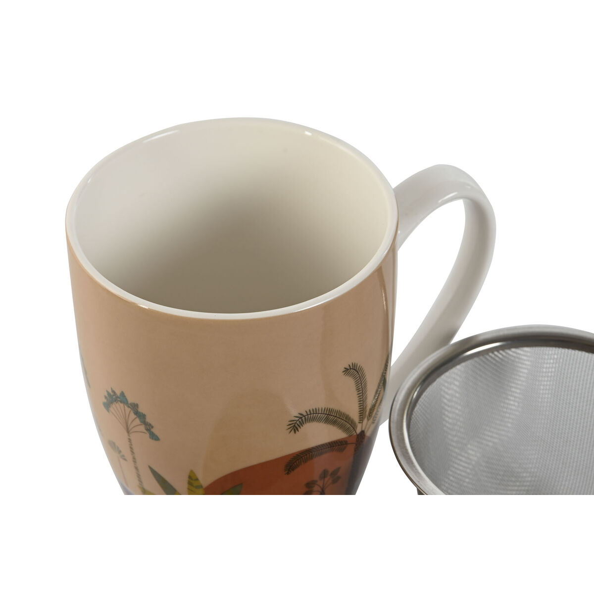 Tazza con Filtro per Infusioni Home ESPRIT Azzurro Beige Terracotta Acciaio inossidabile Porcellana 380 ml (2 Unità) - Immagine 4