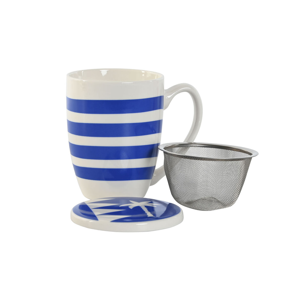 Tazza con Filtro per Infusioni Home ESPRIT Azzurro Rosso Acciaio inossidabile Porcellana 380 ml (4 Unità) - Immagine 3