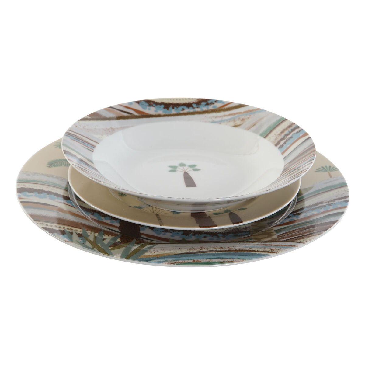 Set di Stoviglie Home ESPRIT Beige Multicolore Porcellana 18 Pezzi 27 x 27 x 2 cm - Immagine 4