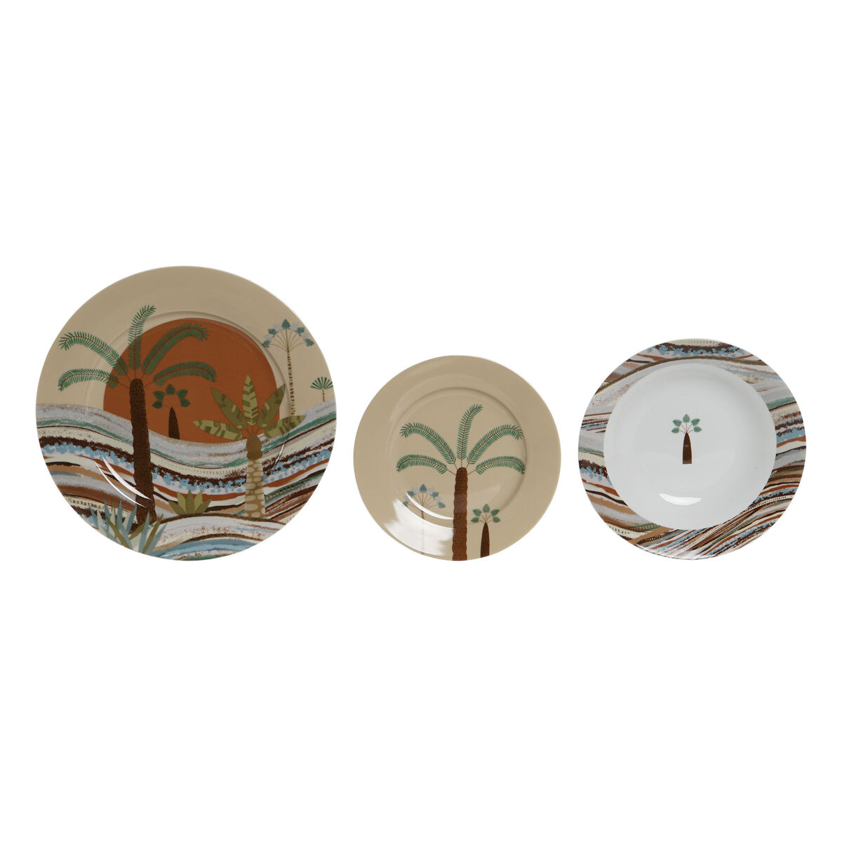 Set di Stoviglie Home ESPRIT Beige Multicolore Porcellana 18 Pezzi 27 x 27 x 2 cm - Immagine 5