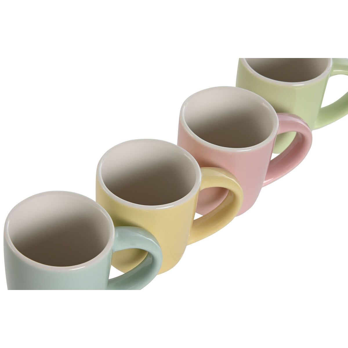 Set di Tazze da Caffè Home ESPRIT Giallo Azzurro Verde Rosa Porcellana 90 ml 4 Pezzi - Immagine 3