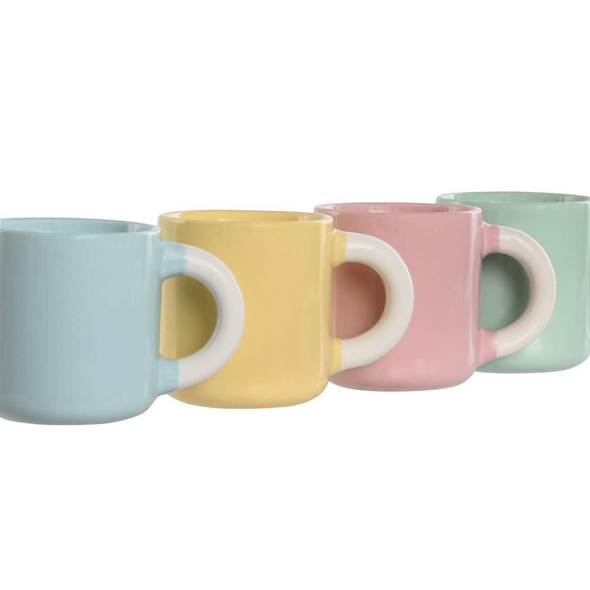 Set di Tazze da Caffè Home ESPRIT Giallo Azzurro Verde Rosa Porcellana 110 ml 4 Pezzi - Immagine 2