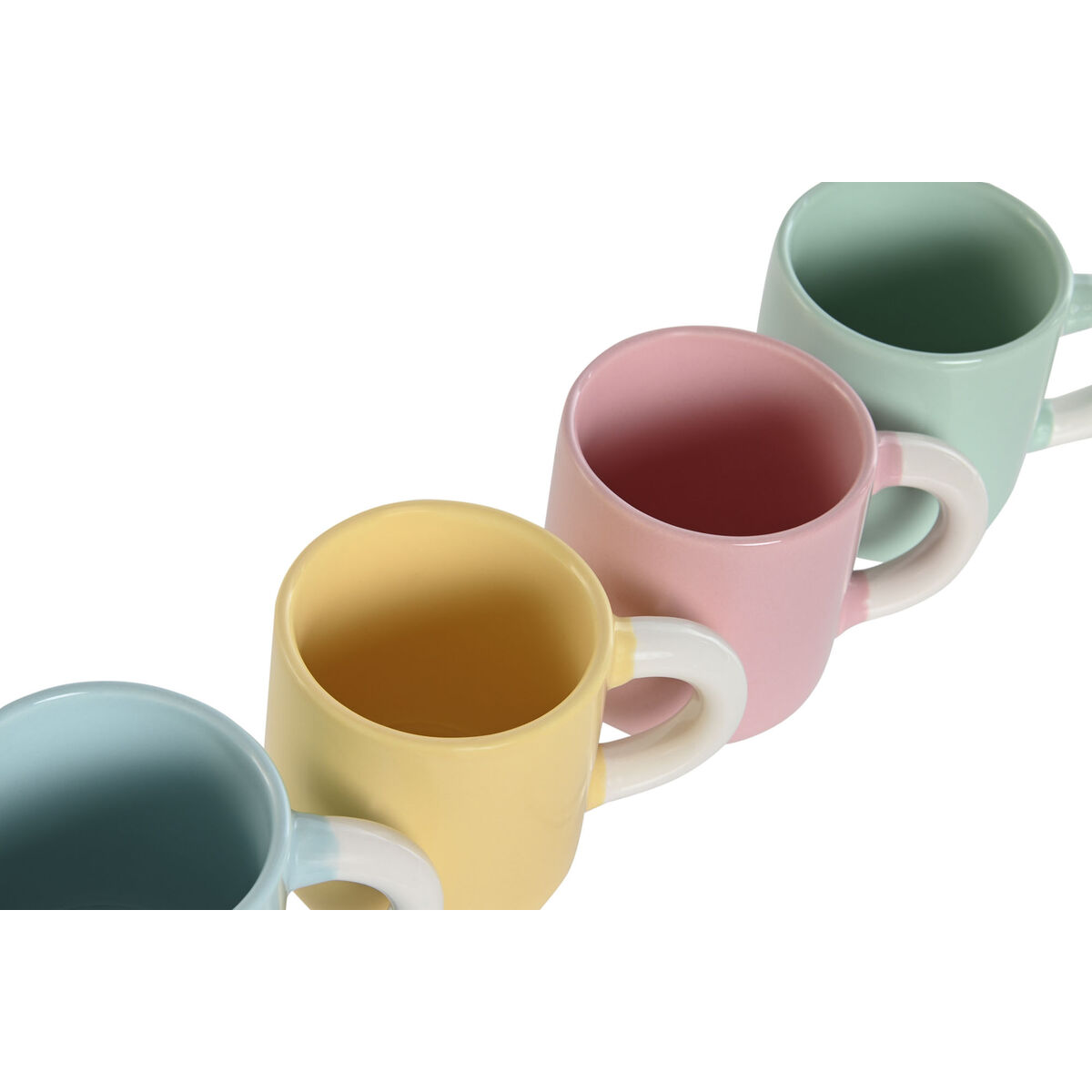 Set di Tazze da Caffè Home ESPRIT Giallo Azzurro Verde Rosa Porcellana 110 ml 4 Pezzi - Immagine 3