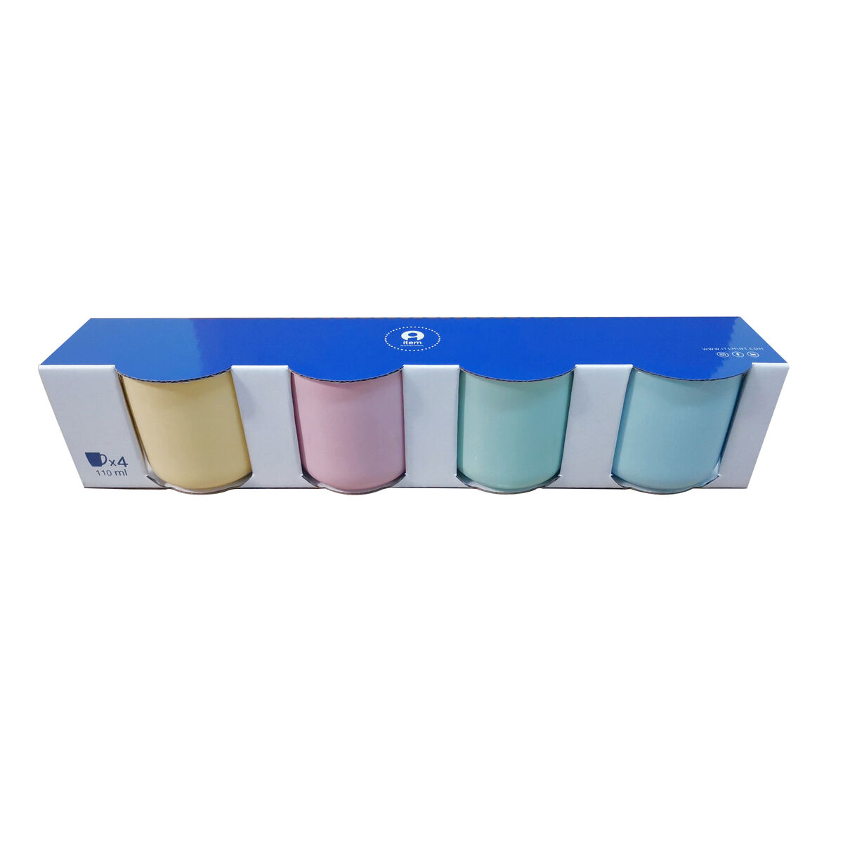 Set di Tazze da Caffè Home ESPRIT Giallo Azzurro Verde Rosa Porcellana 110 ml 4 Pezzi - Immagine 4