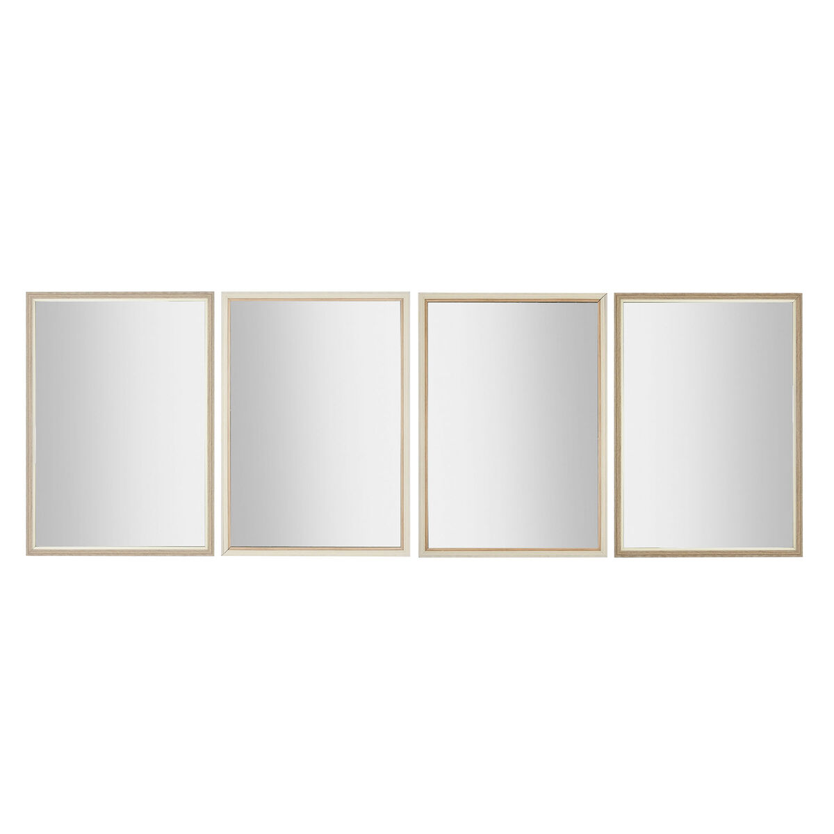 Specchio da parete Home ESPRIT Bianco Marrone Beige Grigio 66 x 2 x 92 cm 70 x 2 x 97 cm (4 Unità)