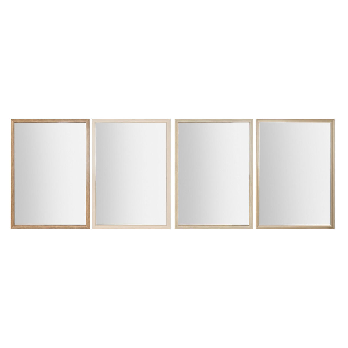 Specchio da parete Home ESPRIT Bianco Marrone Beige Grigio 66 x 2 x 92 cm (4 Unità)