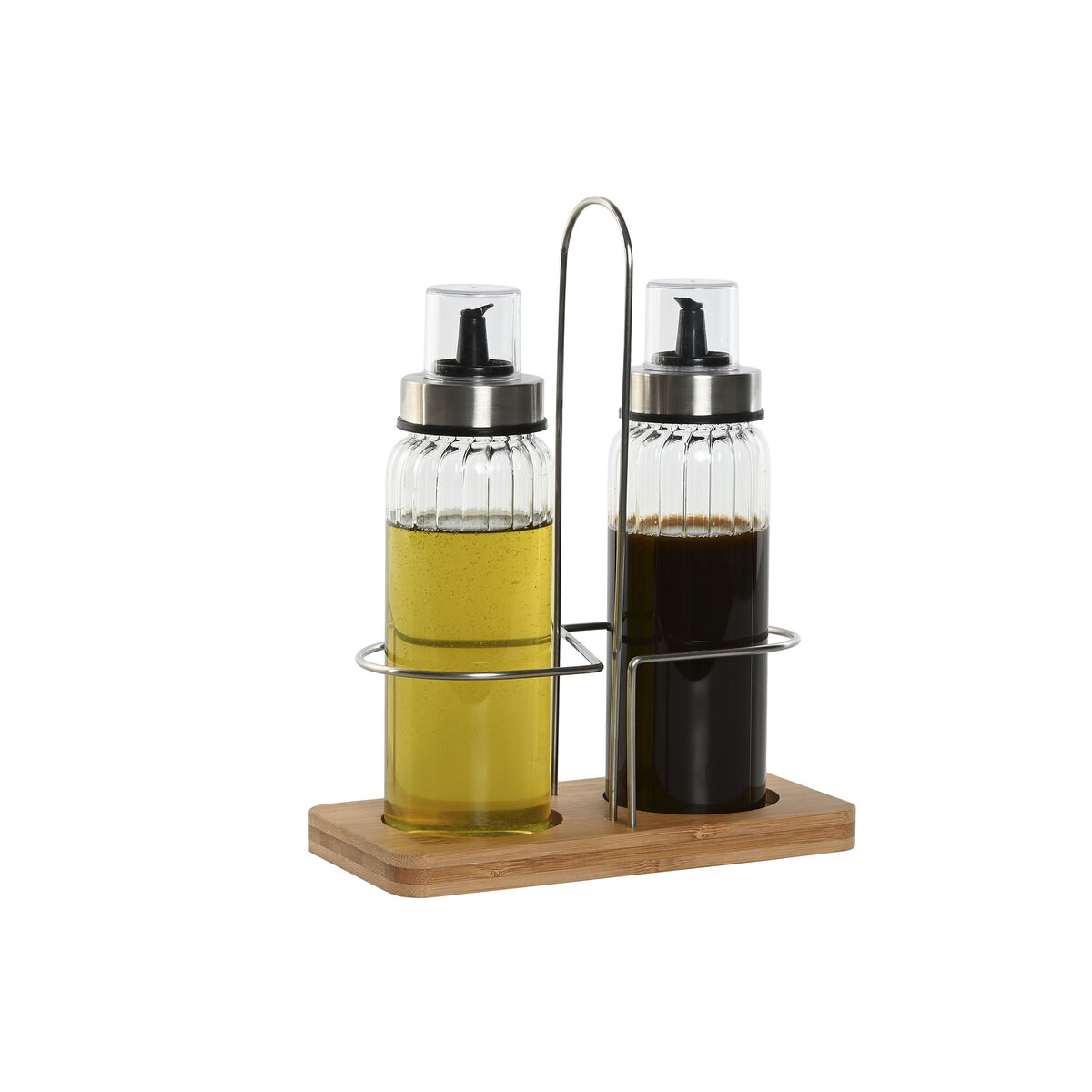 Set olio e aceto Home ESPRIT Trasparente Naturale Bambù Cristallo 18,5 x 9,3 x 24 cm - Immagine 5