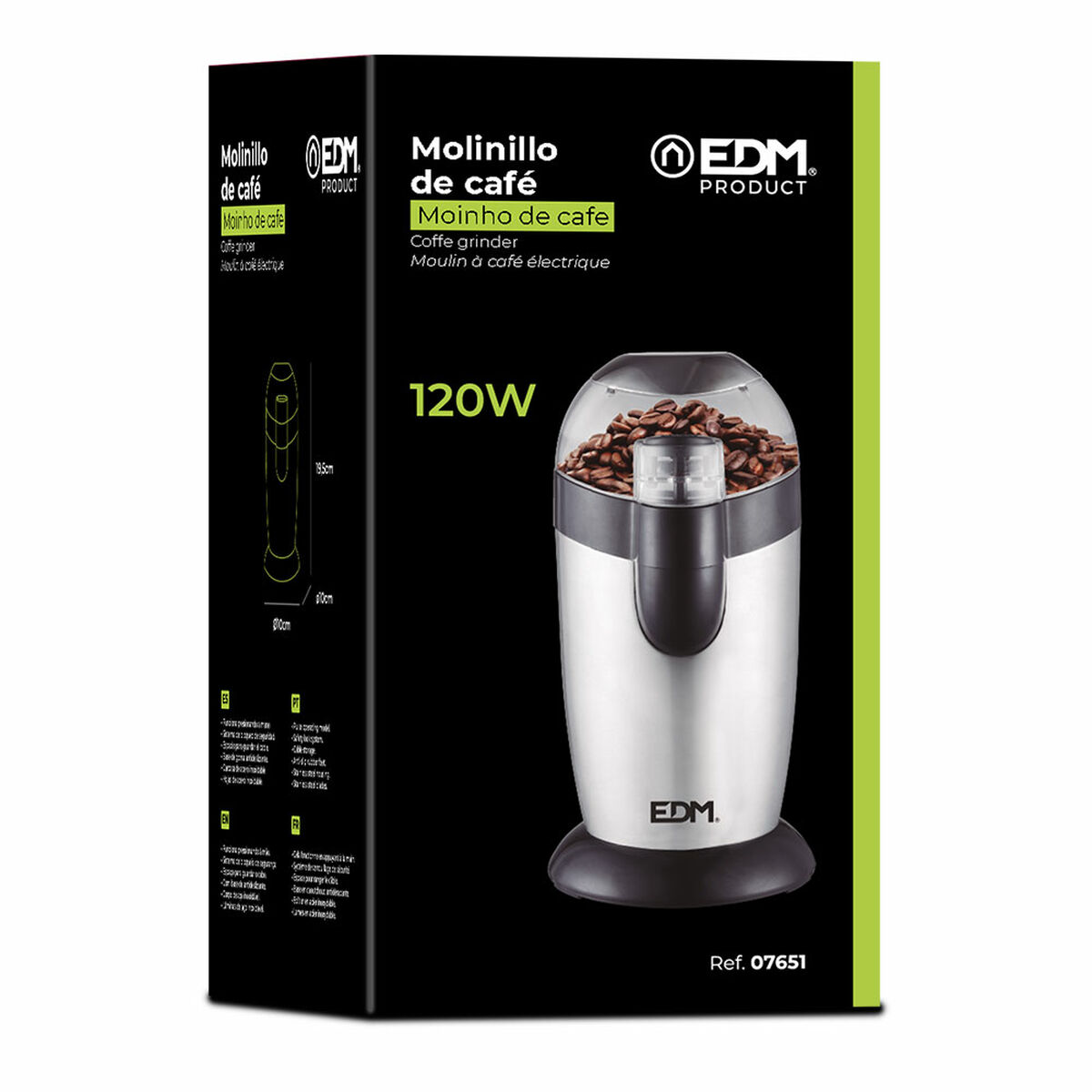 Macinacaffè EDM 07651 120 W Multicolore 1 L - Immagine 3