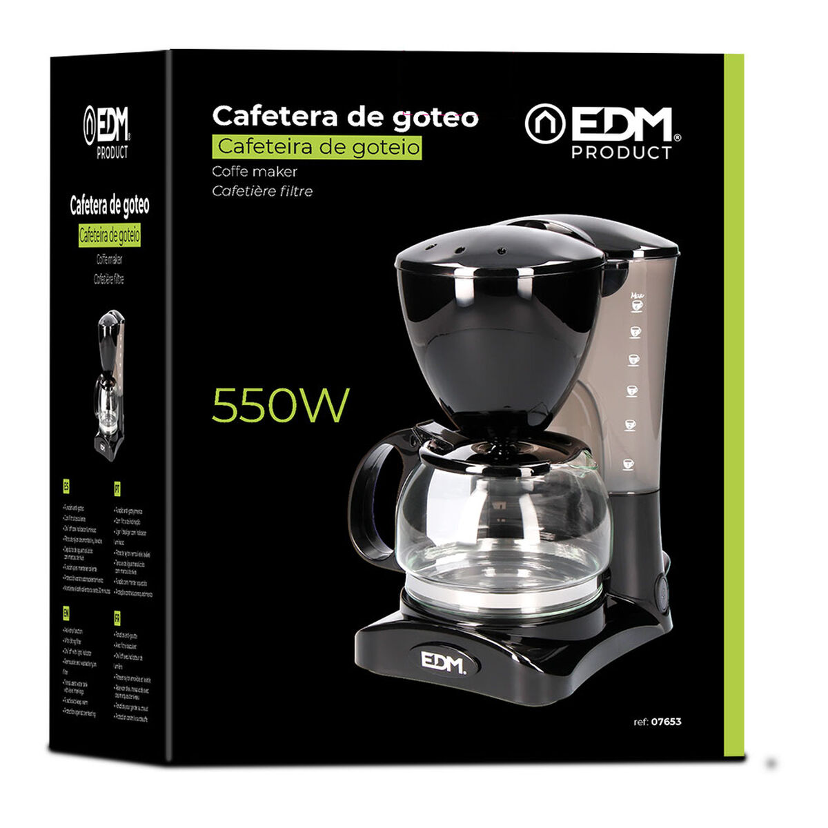 Caffettiera Americana EDM 07653 Nero 550 W 6 Tazze 0,6 L - Immagine 3