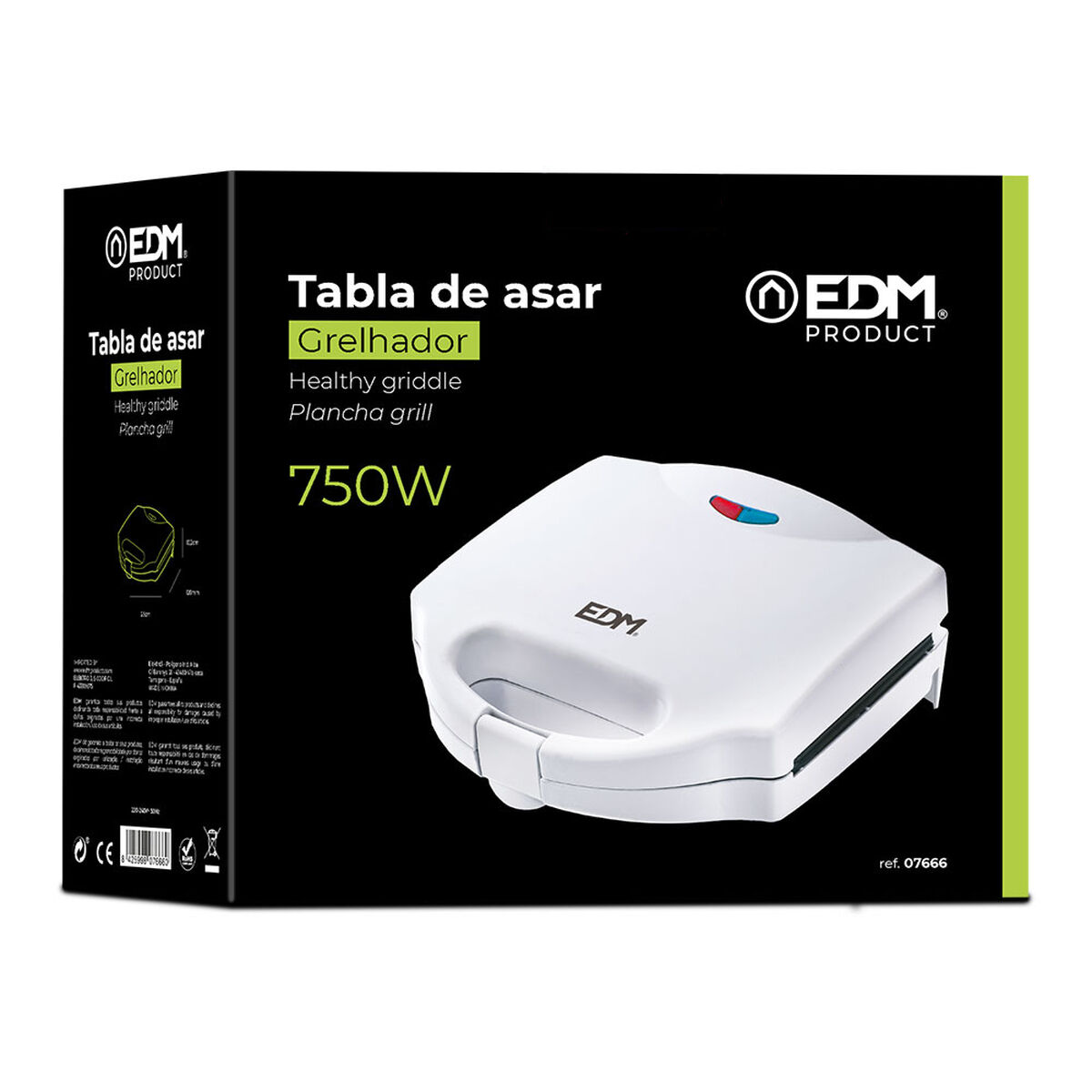 Piastra Grill Elettrica EDM 07666 Bianco 750 W - Immagine 4