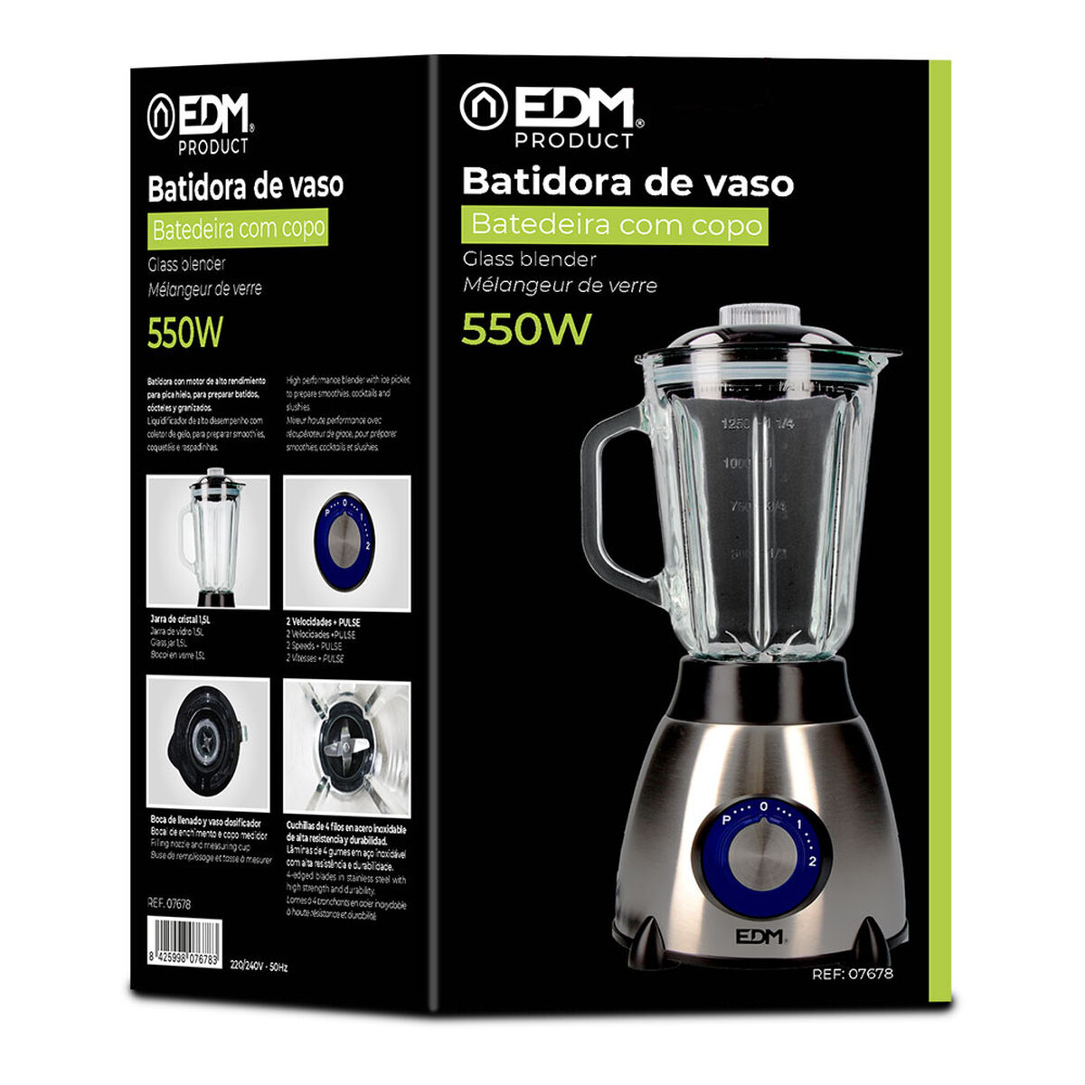 Frullatore EDM 07678 Nero 550 W 1,5 L - Immagine 4