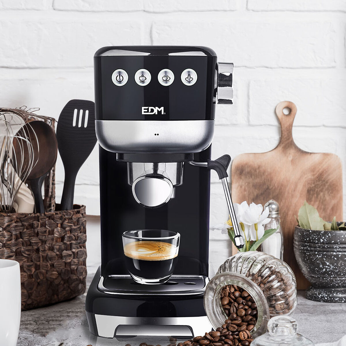 Caffettiera Express a Leva EDM 07707 Nero 2 Tazze 1,3 L - Immagine 7
