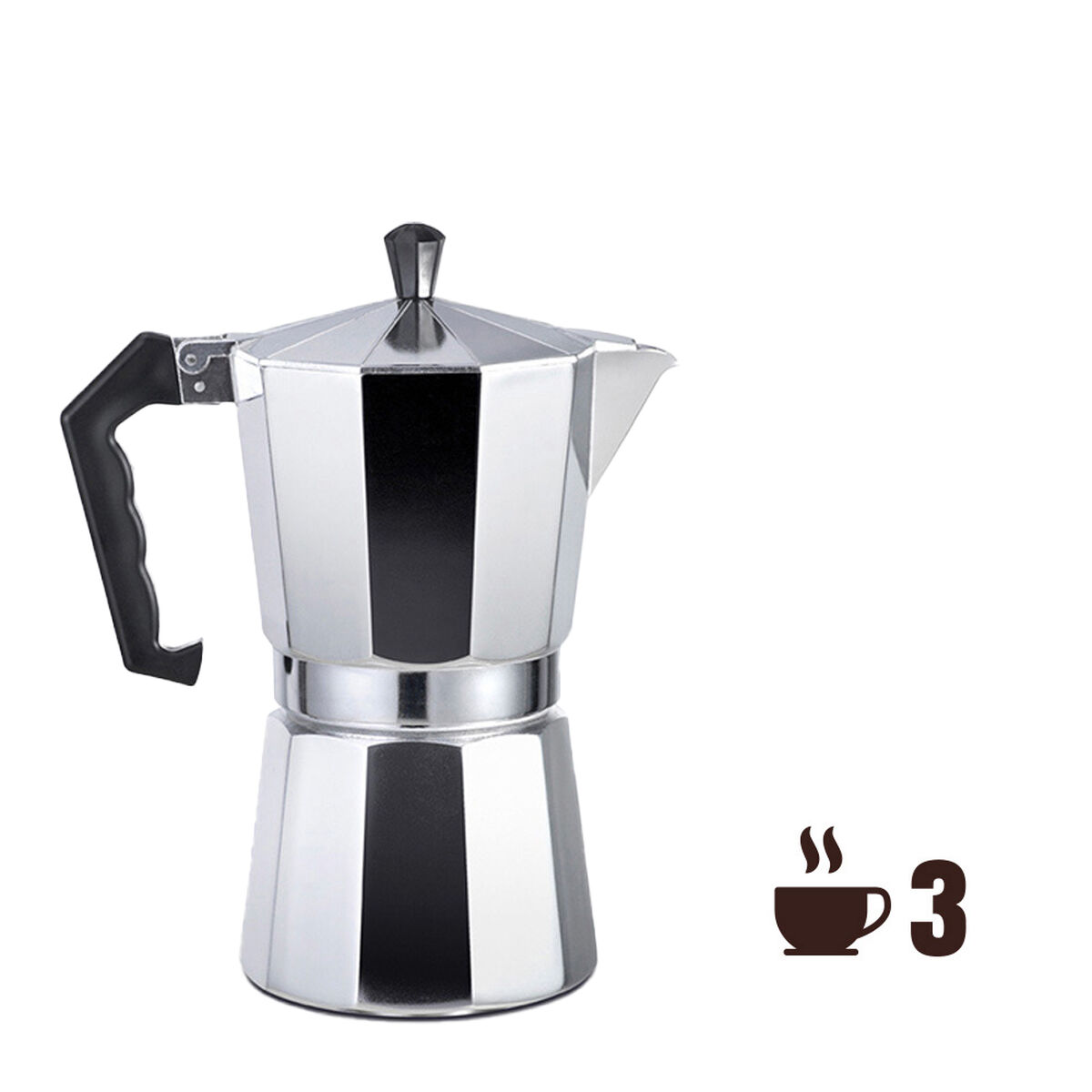 Caffettiera Italiana EDM   Alluminio 3 Tazze - Immagine 2