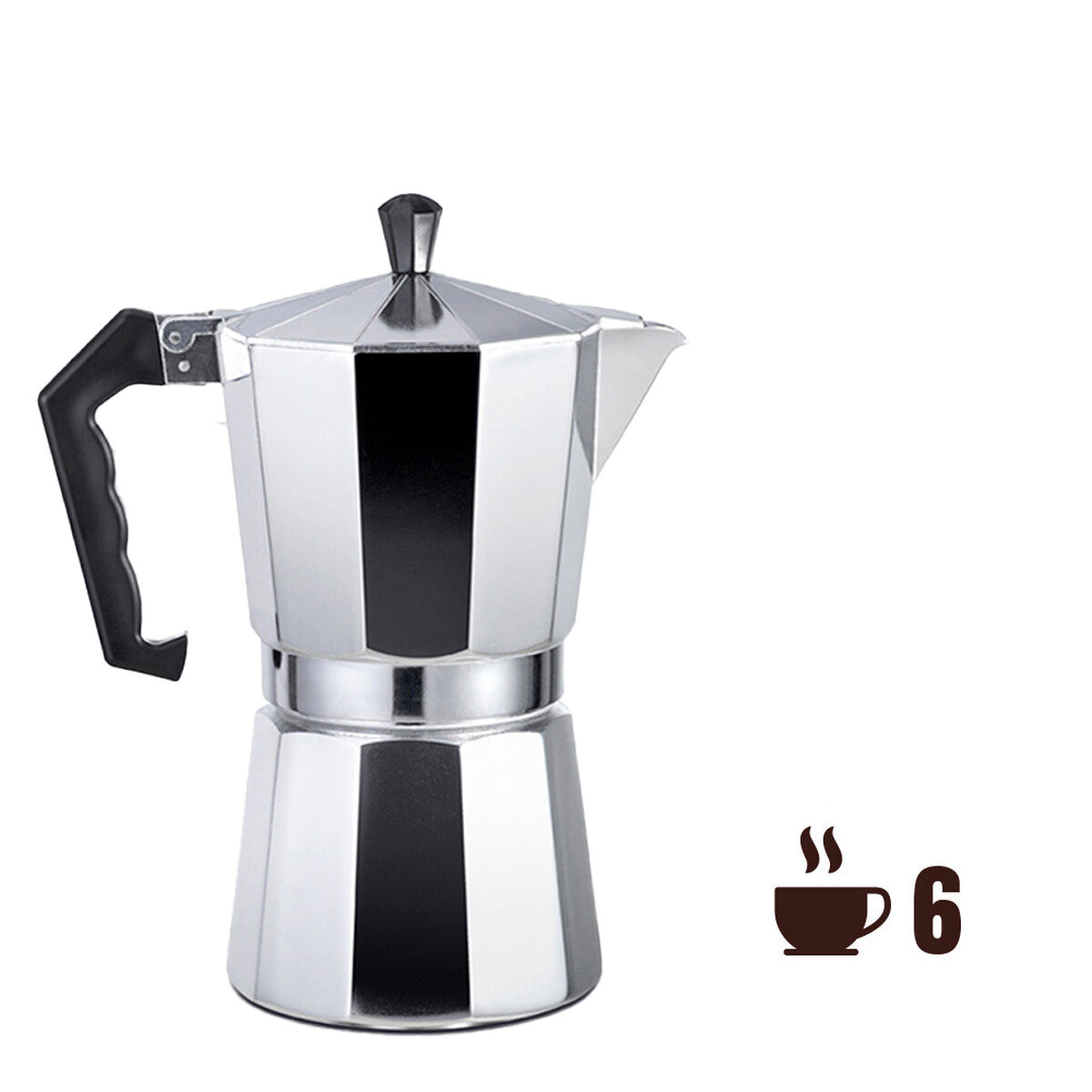 Caffettiera Italiana EDM   Alluminio 6 Tazze - Immagine 2