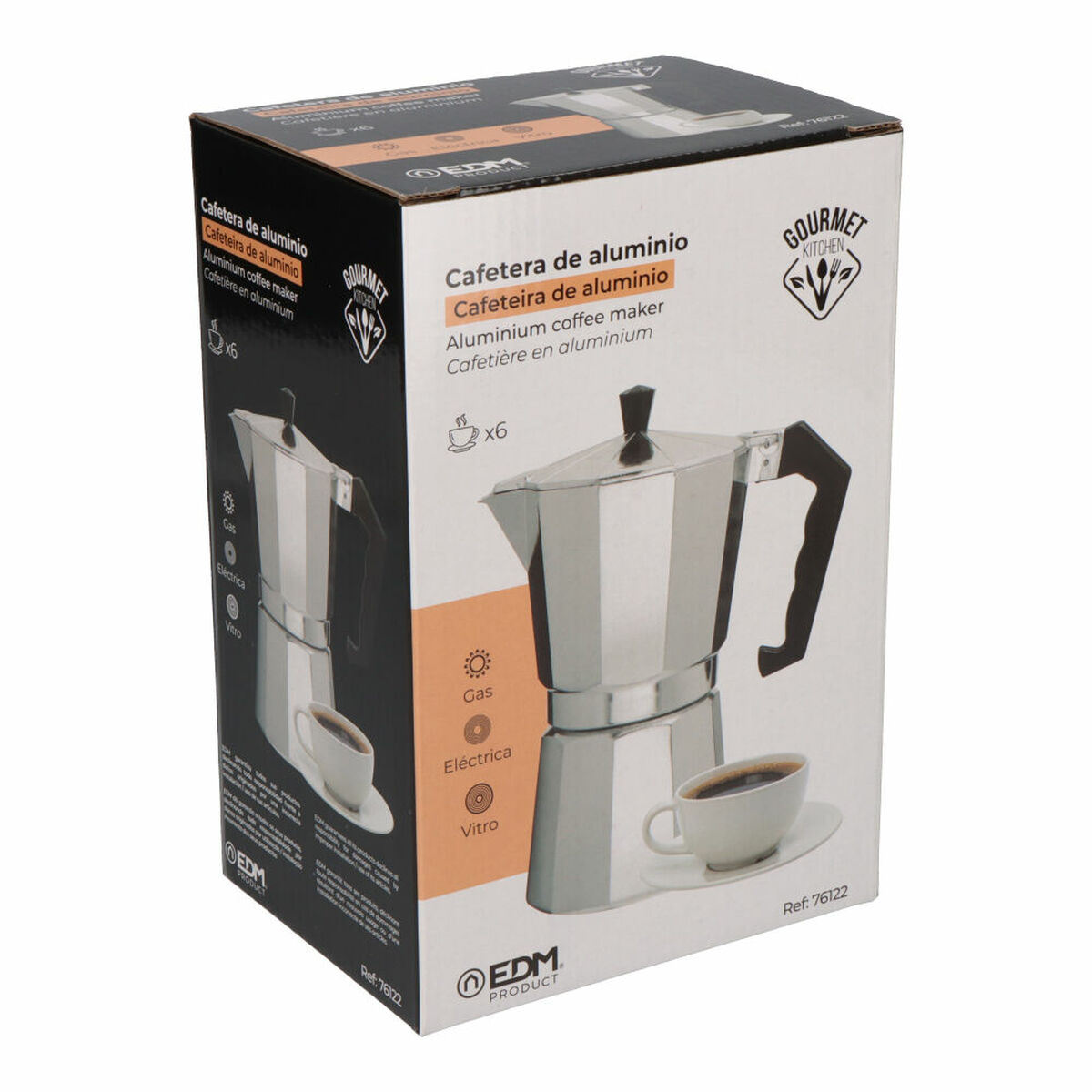 Caffettiera Italiana EDM   Alluminio 6 Tazze - Immagine 3