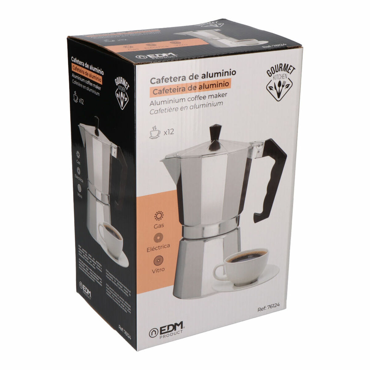 Caffettiera Italiana EDM Alluminio 12 Tazze - Immagine 3