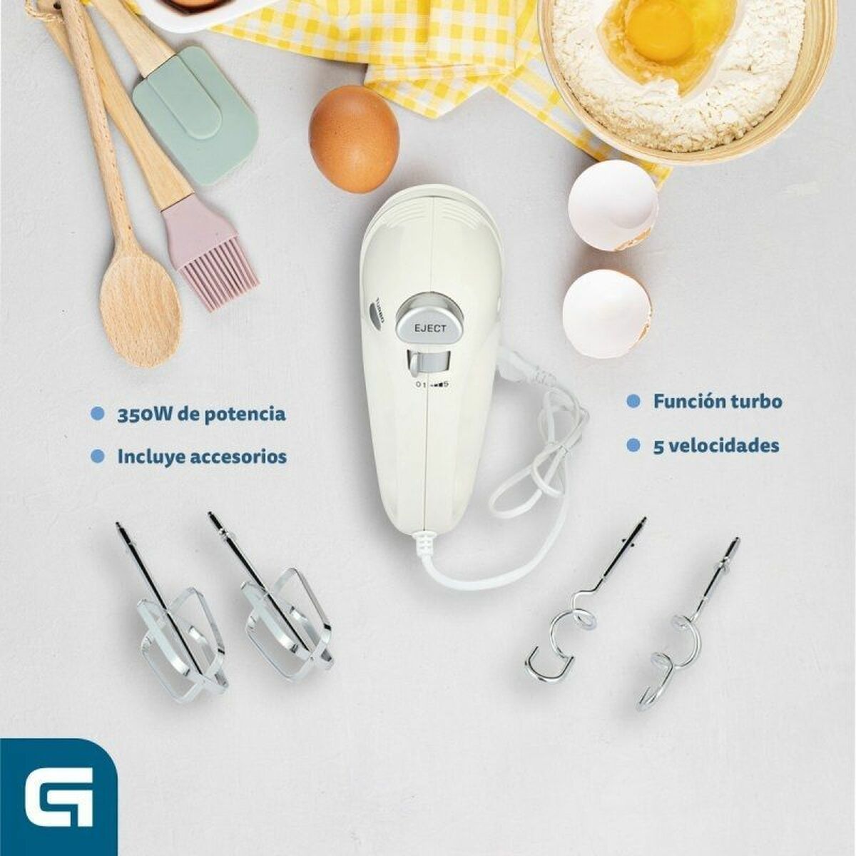 Sbattitore-Impastatrice Grunkel AM-350TURB05BOWL 350 W Bianco 1 L 2 L - Immagine 3