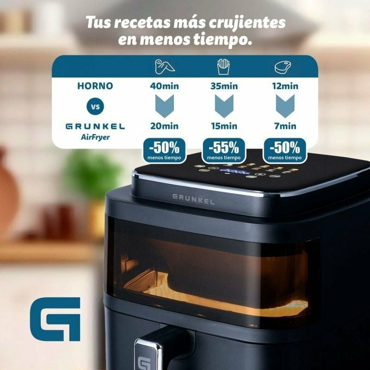 Friggitrice ad Aria Grunkel Light Fryer 1400 W 6 L Nero - Immagine 2