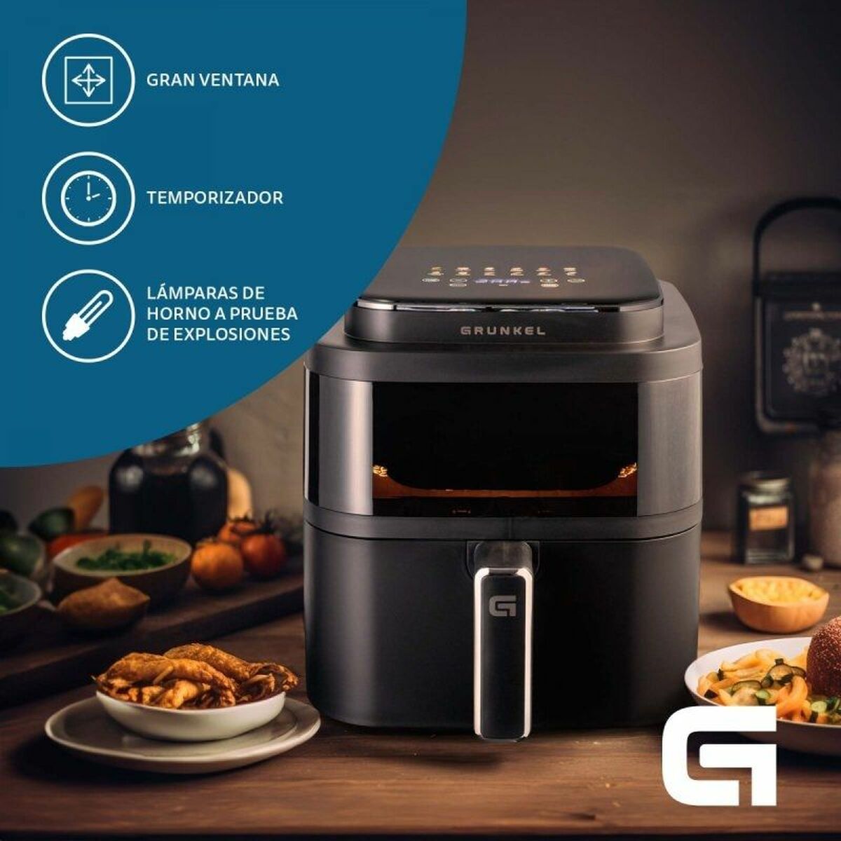 Friggitrice ad Aria Grunkel Light Fryer 1400 W 6 L Nero - Immagine 3