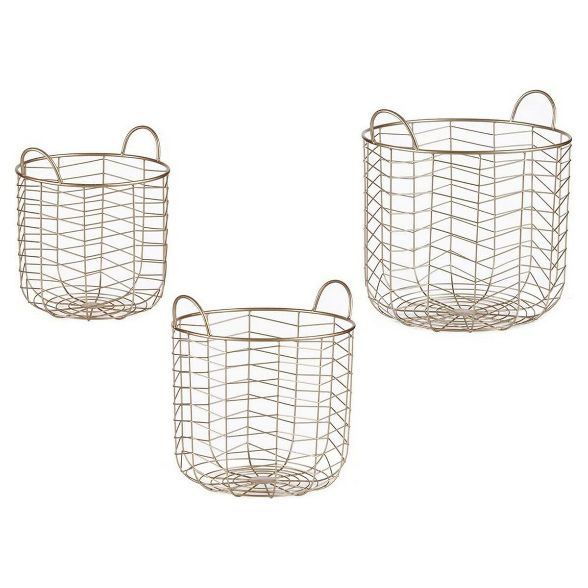 Set di Cesti Gift Decor Dorato Metallo 3 Pezzi (3 Unità) - Immagine 1