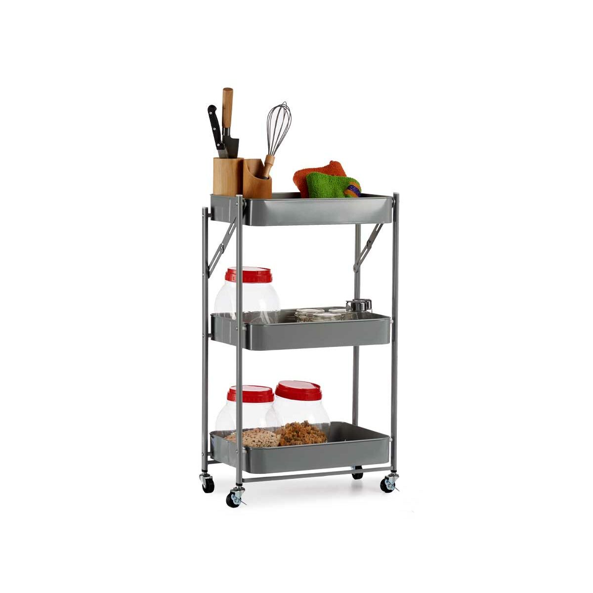 Carrello per Verdure Kinvara Grigio Acciaio Plastica 29,5 x 78,5 x 45,5 cm - Immagine 4