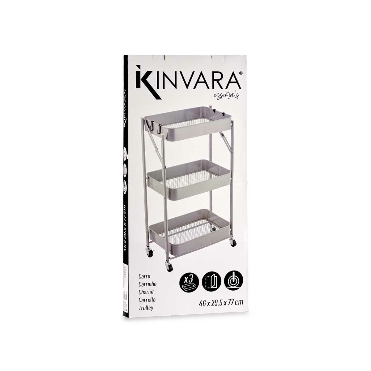 Carrello per Verdure Kinvara Grigio Acciaio Plastica 29,5 x 78,5 x 45,5 cm - Immagine 2