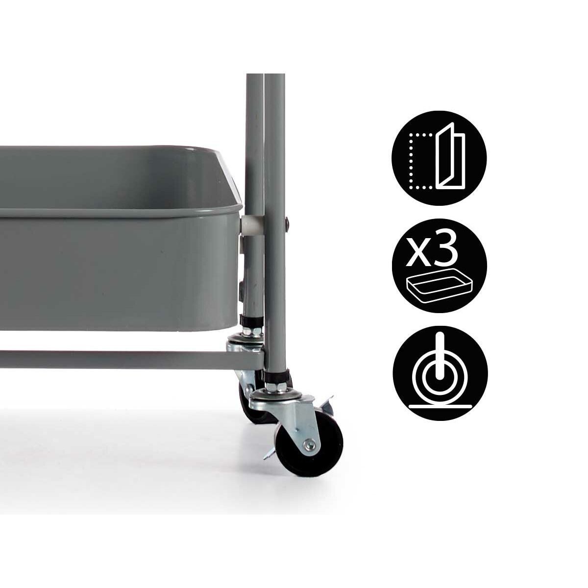Carrello per Verdure Kinvara Grigio Acciaio Plastica 29,5 x 78,5 x 45,5 cm - Immagine 3
