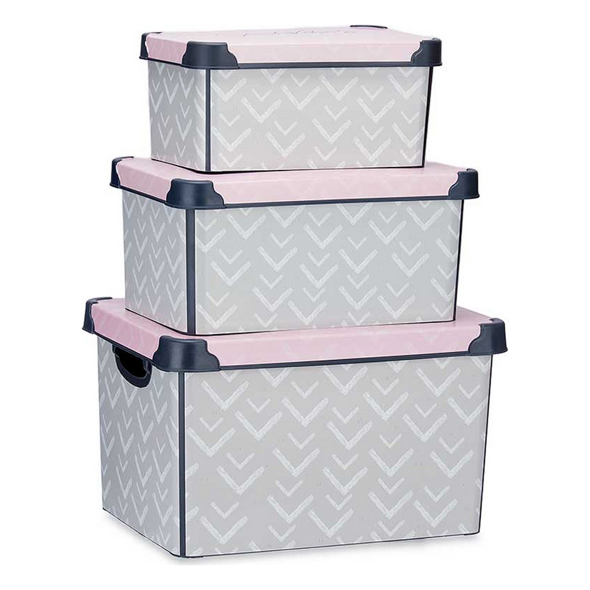 Set di Scatole per Sistemare Impilabili Kipit Vibes Plastica Stampa