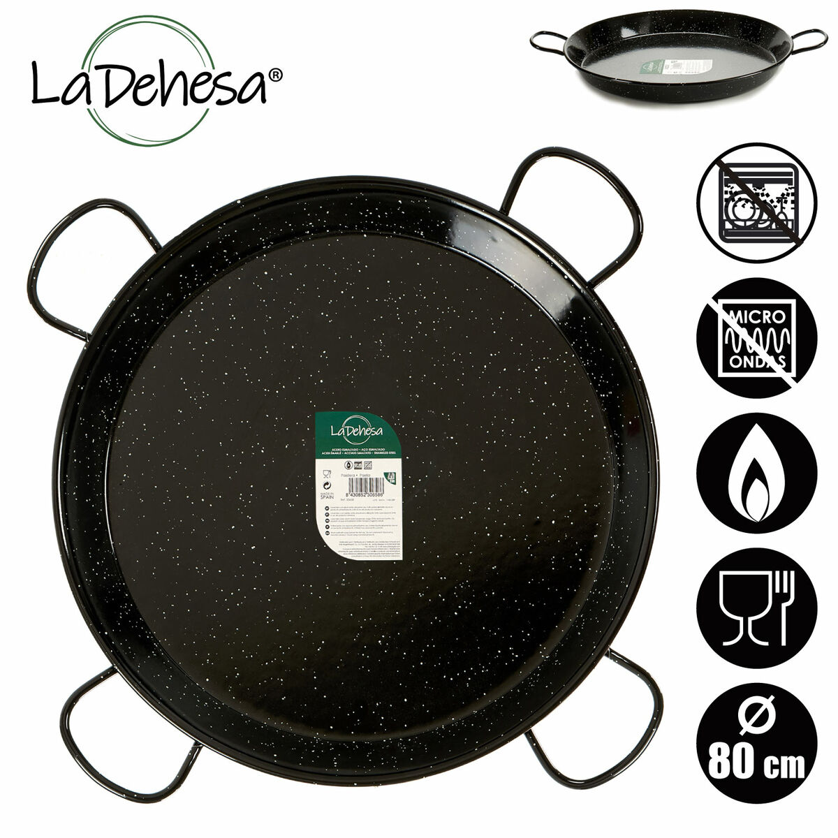 Padella La Dehesa Nero Acciaio Smaltato Ø 80 cm 97 x 8 x 97 cm - Immagine 3