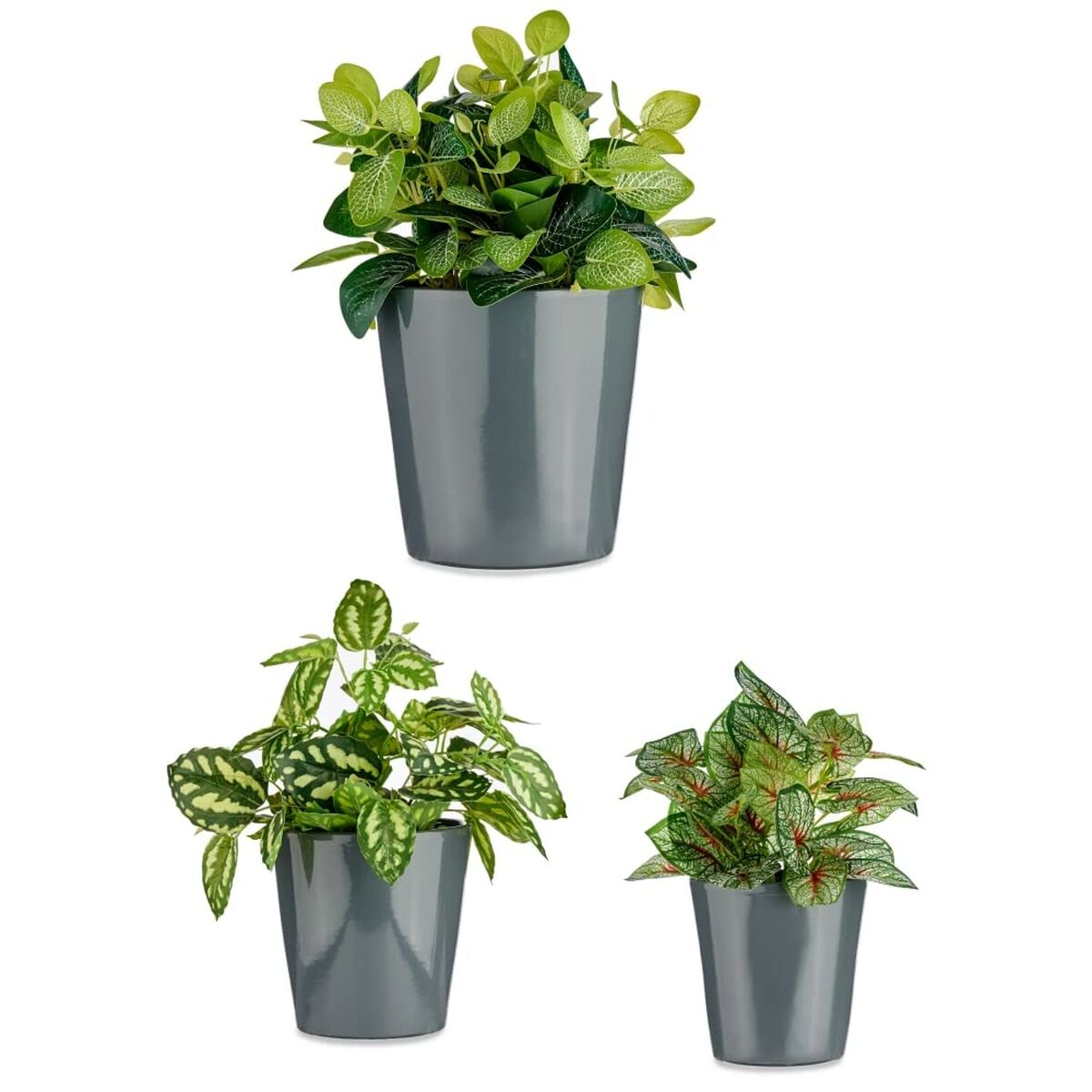 Set di Vasi Ibergarden Antracite Argilla Cónica Ø 14 cm Ø 22 cm Ø 17 cm 22,5 x 21 x 22,5 cm 3 Pezzi - Immagine 2
