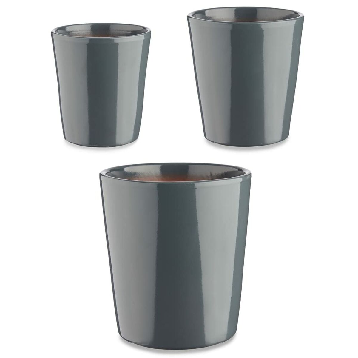 Set di Vasi Ibergarden Antracite Argilla Cónica Ø 14 cm Ø 22 cm Ø 17 cm 22,5 x 21 x 22,5 cm 3 Pezzi