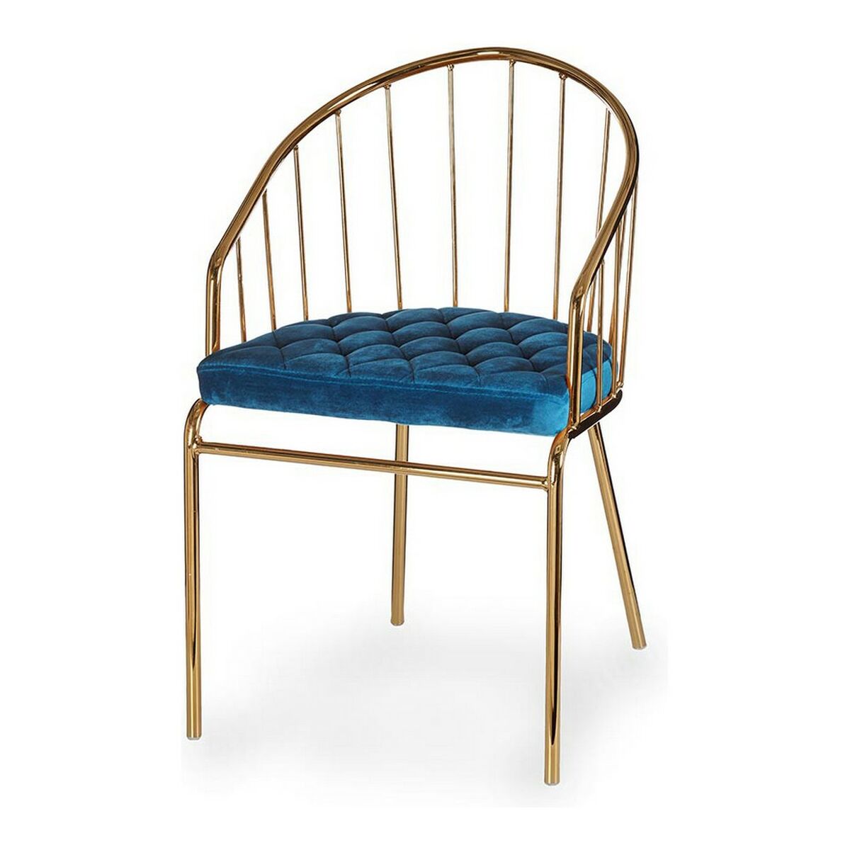 Sedia Gift Decor Azzurro Dorato Poliestere Ferro 51 x 81 x 52 cm Barre