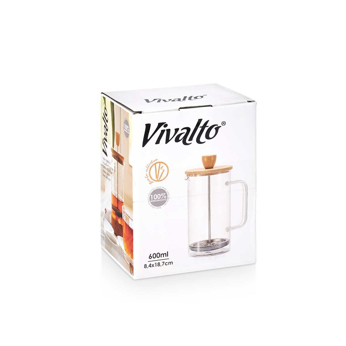 Teiera Vivalto Naturale Vetro Bambù Vetro Borosilicato 600 ml - Immagine 2