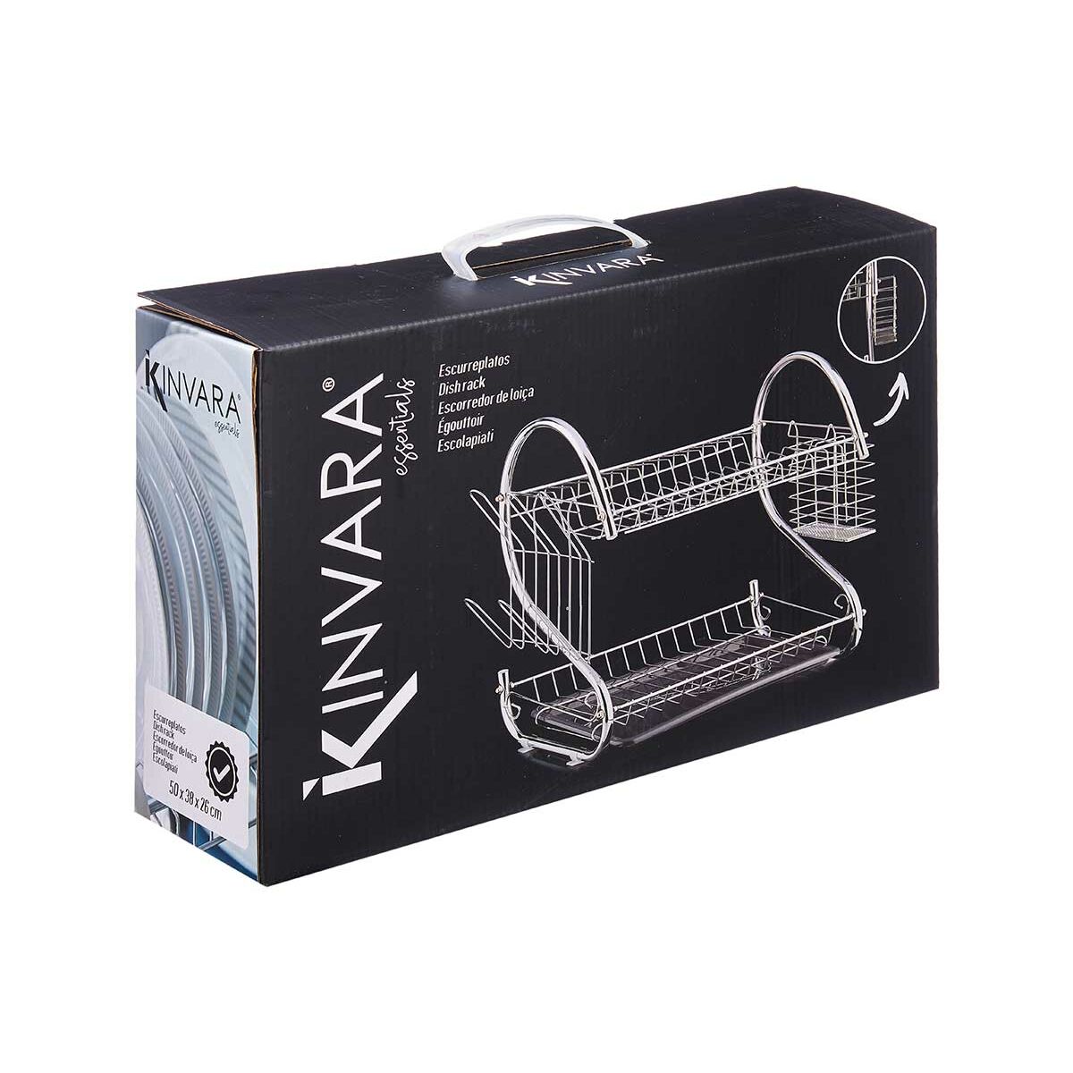 Scolapiatti da Lavandino Kinvara Bianco 45,5 x 24,5 x 37,5 cm 40 x 11,5 x 26,5 cm - Immagine 2