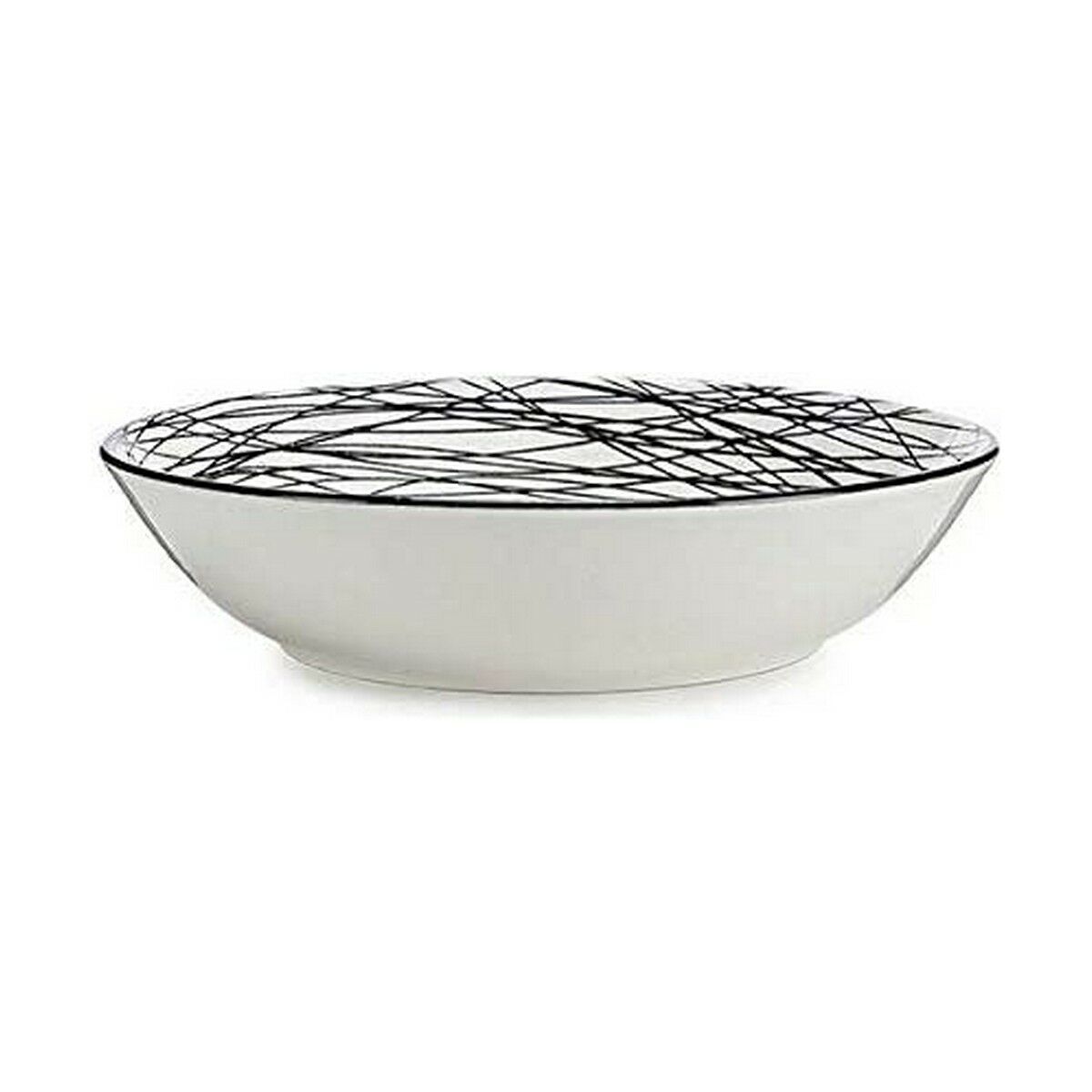 Piatto Fondo Vessia Bianco Nero Porcellana Righe 20 x 4,7 x 20 cm - Immagine 2
