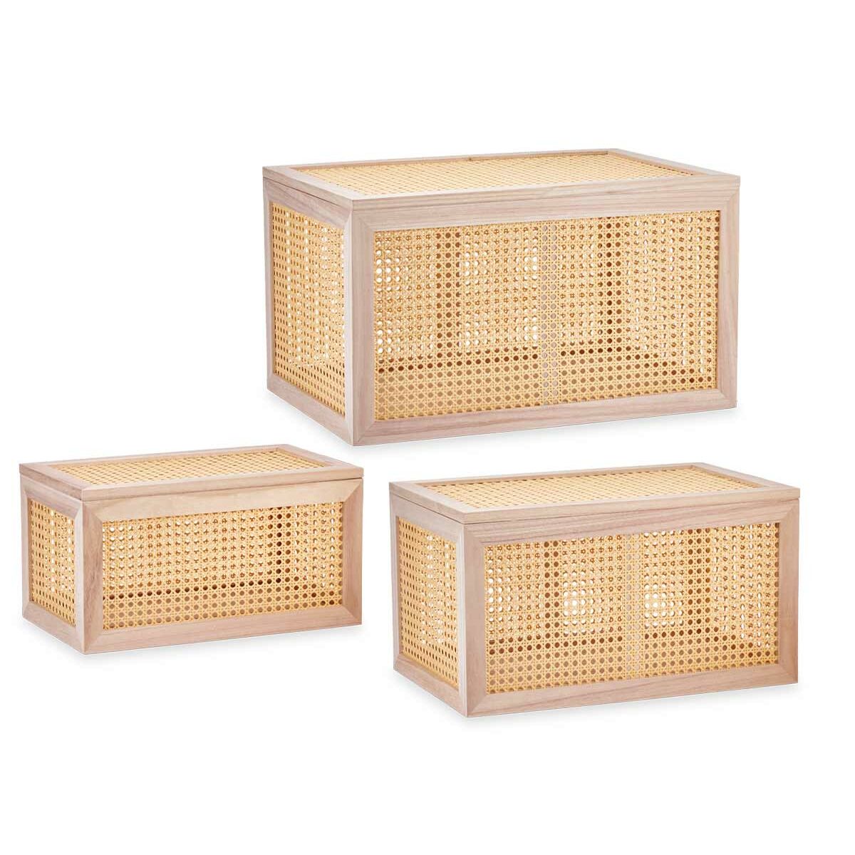 Set di Bauli Gift Decor Naturale Legno di paulownia 43 x 25 x 23 cm 50 x 32 x 28 cm 57 x 33 x 39 cm 3 Pezzi