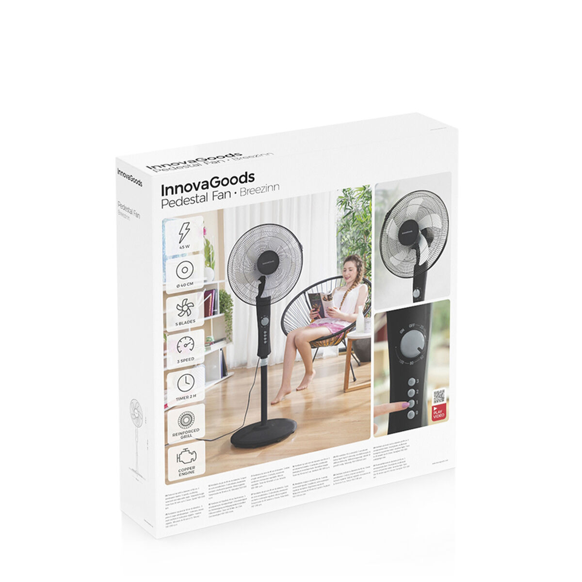 Ventilatore a Piantana InnovaGoods Breezinn Nero 45 W - Immagine 7