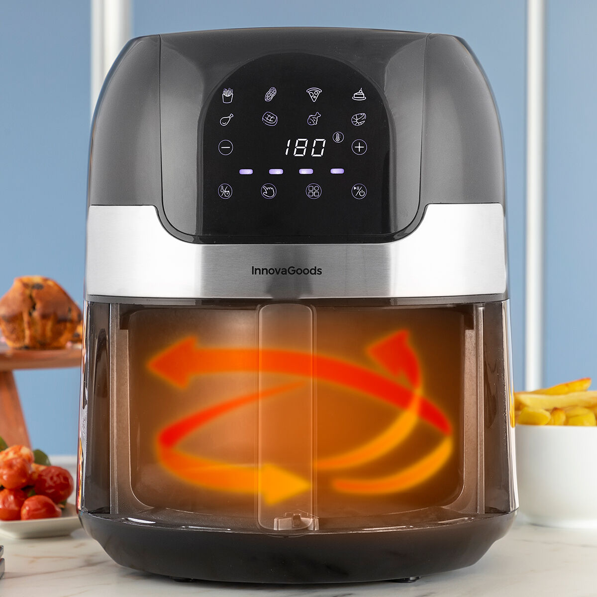 Friggitrice ad Aria InnovaGoods Fryinn 3500 Nero 1400 W 3,5 L Acciaio inossidabile - Immagine 2
