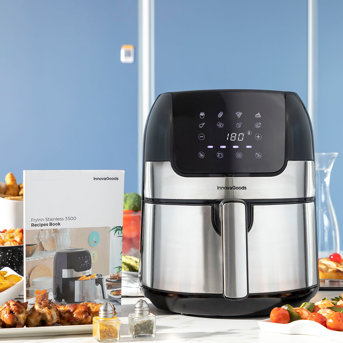 Friggitrice ad Aria InnovaGoods Fryinn 3500 Nero 1400 W 3,5 L Acciaio inossidabile - Immagine 6
