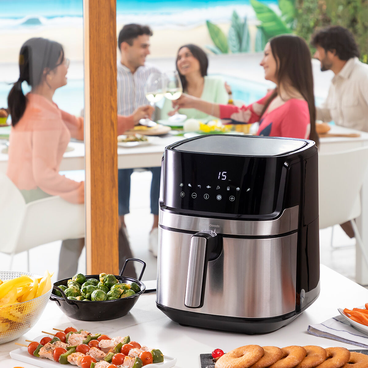 Friggitrice ad Aria InnovaGoods Fryinn Pro 5500 Nero 1700 W 5,5 L Acciaio inossidabile - Immagine 3