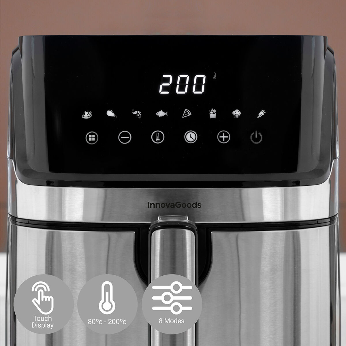 Friggitrice ad Aria InnovaGoods Fryinn Pro 5500 Nero 1700 W 5,5 L Acciaio inossidabile - Immagine 5